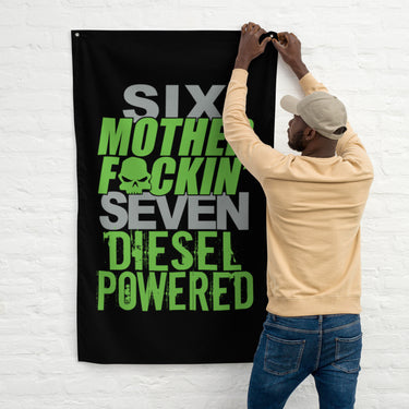 man hanging 6.7 Power Stroke Diesel Flag